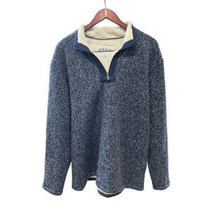 Orvis Mens Sweater Size XL Blue Fleece Sherpa Lining Quarter Zip Pullover